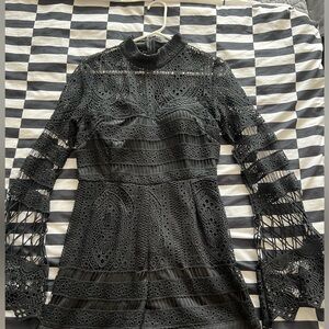 Blithe Large Black Crochet Romper